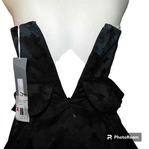 ML Monique Lhuillier Strapless Floral Jacquard Peplum Gown - Picture 6 of 16